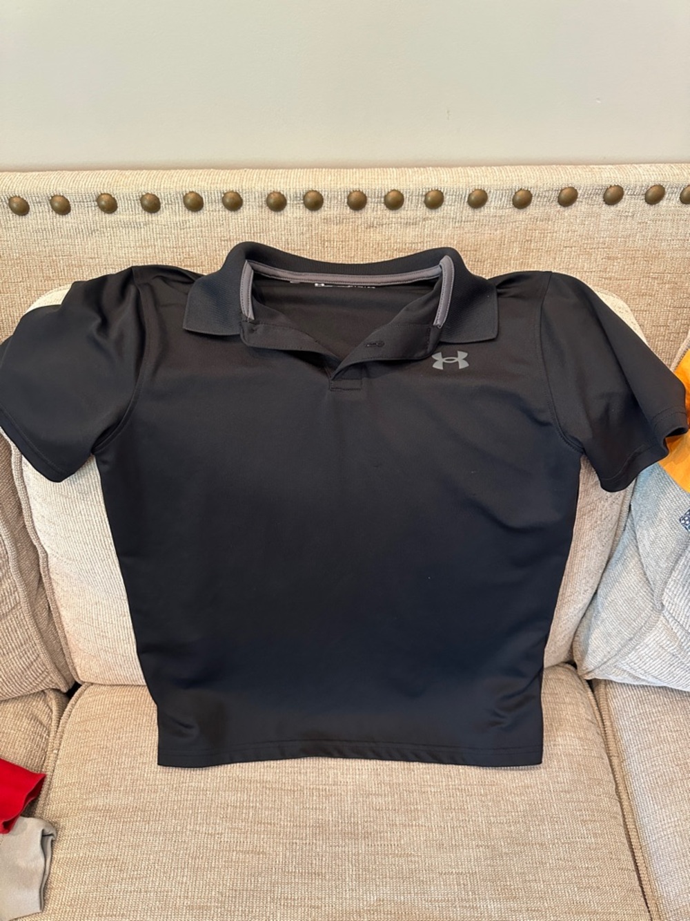 Under Armour Boys Black Collared Performance Polo